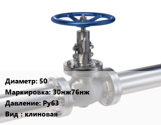 Задвижка нержавеющая 50 30нж76нж Ру63 клиновая, УХЛ, с выдвижным шпинделем,с выдвижным шпинделем, с маховиком, ручной, фланцевая, вода, пар, нефтепродукты,вода, пар, нефтепродукты, газ, воздух,вода, пар, нефть, газ, по запросу, шт цена от 2527 ₼ / шт, где купить, условия доставки в Баку и Бакинская области